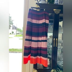 ANN TAYLOR striped maxi skirt. Navy, lavender, orange. Size 4
